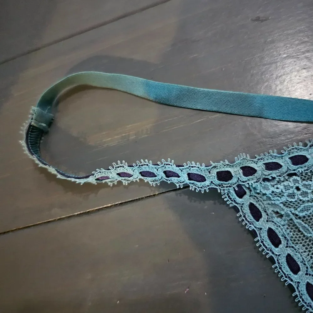 NWT Victoria's Secret Dream Angels Blue V-String Floral Lace Panties Size XL